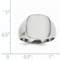 14k White Gold 13.5mm x14.5mm Open Back Men's Signet Ring-RS608