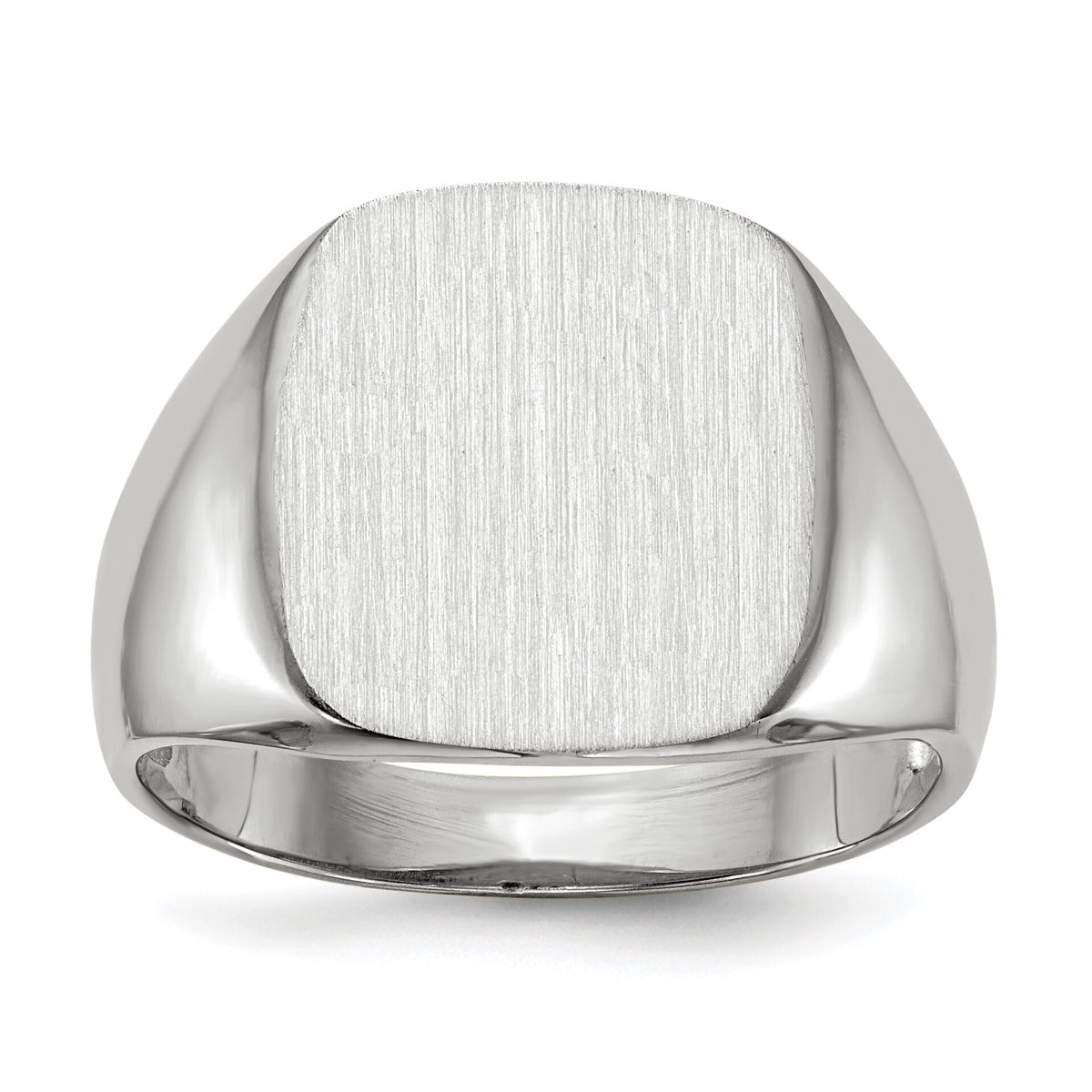 14k White Gold 13.5mm x14.5mm Open Back Men's Signet Ring-RS608