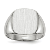 14k White Gold 13.5mm x14.5mm Open Back Men's Signet Ring-RS608