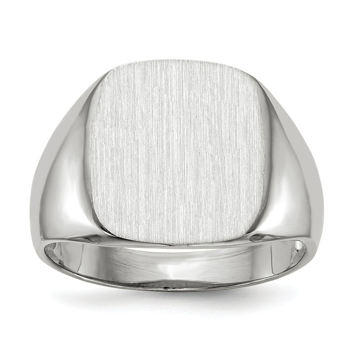 14k White Gold 13.5mm x14.5mm Open Back Men's Signet Ring-RS608