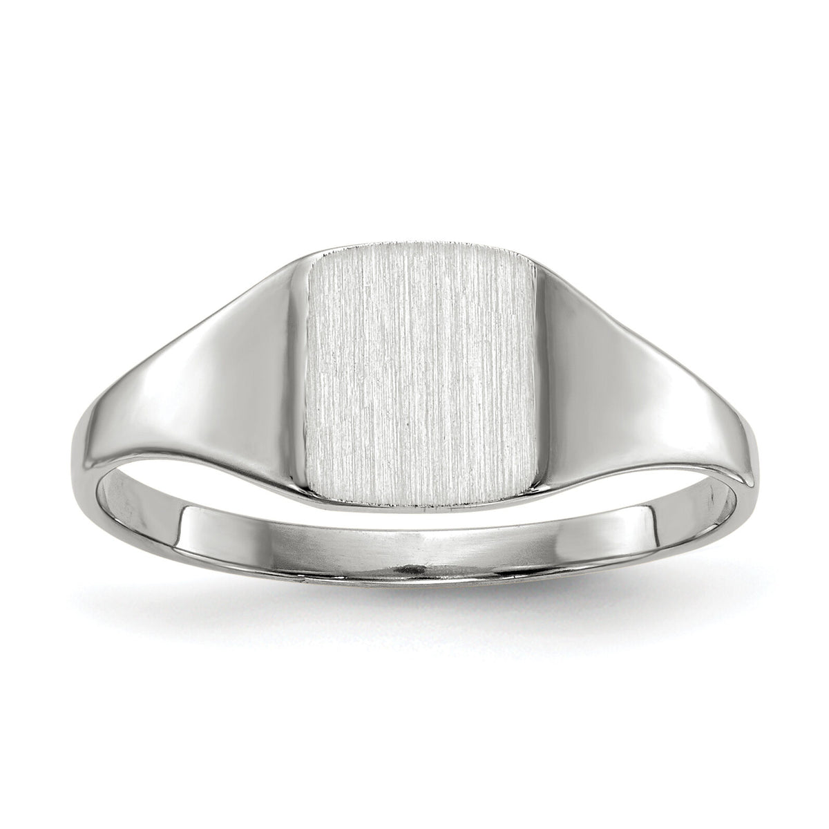 14k White Gold 7.0x8.5mm Closed Back Signet Ring-RS609