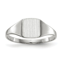 14k White Gold 7.0x8.5mm Closed Back Signet Ring-RS609