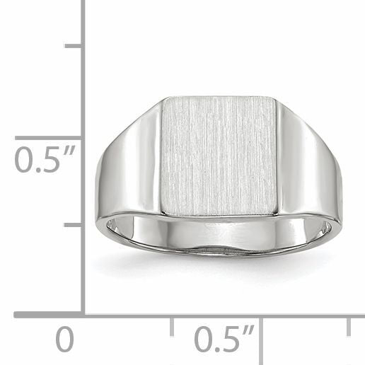 14k White Gold 8.5x9.5mm Closed Back Signet Ring-RS610