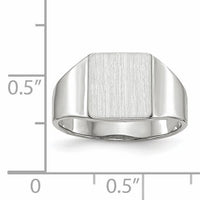 14k White Gold 8.5x9.5mm Closed Back Signet Ring-RS610