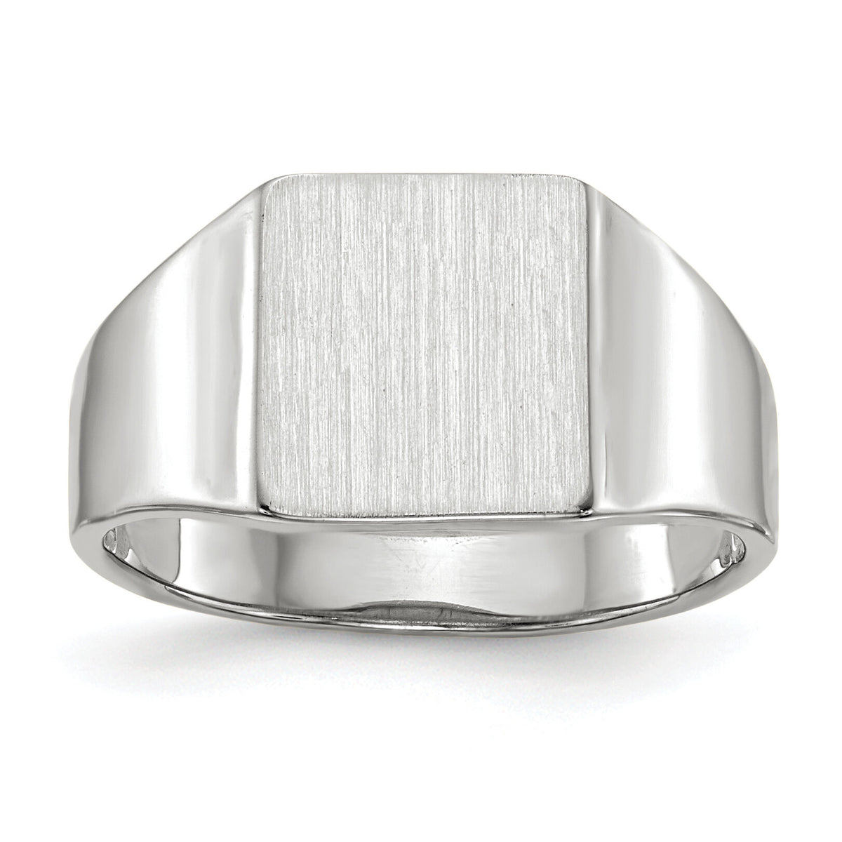 14k White Gold 8.5x9.5mm Closed Back Signet Ring-RS610