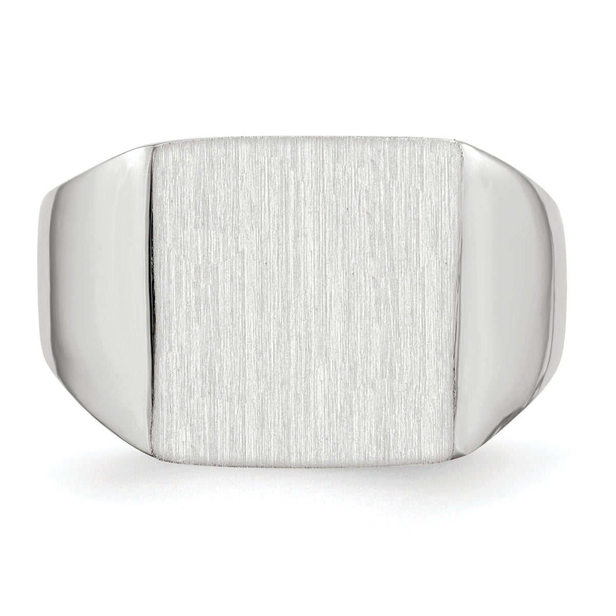 14k White Gold 13.0x13.0mm Closed Back Signet Ring-RS611