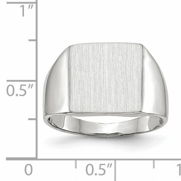 14k White Gold 13.0x13.0mm Closed Back Signet Ring-RS611