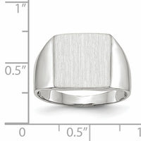 14k White Gold 13.0x13.0mm Closed Back Signet Ring-RS611