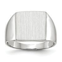 14k White Gold 13.0x13.0mm Closed Back Signet Ring-RS611