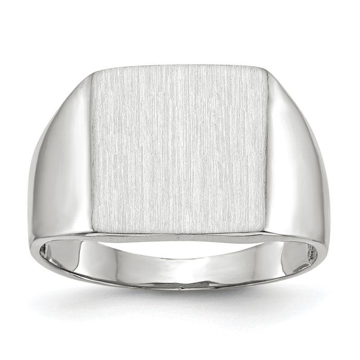 14k White Gold 13.0x13.0mm Closed Back Signet Ring-RS611