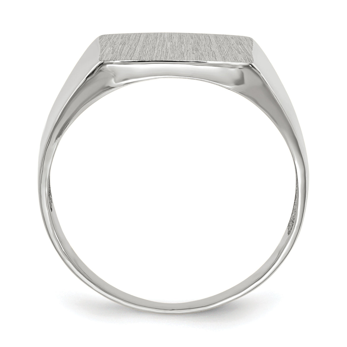 14k White Gold 13.0x13.5mm Open Back Satin Mens Signet Ring-RS613