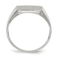 14k White Gold 13.0x13.5mm Open Back Satin Mens Signet Ring-RS613