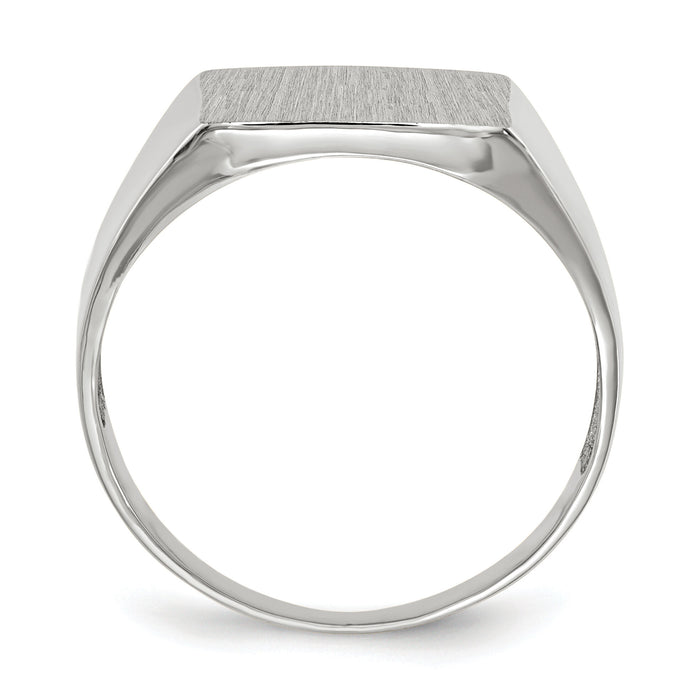 14k White Gold 13.0x13.5mm Open Back Satin Mens Signet Ring-RS613