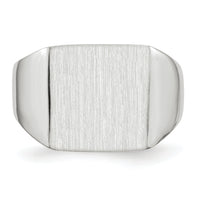 14k White Gold 13.0x13.5mm Open Back Satin Mens Signet Ring-RS613