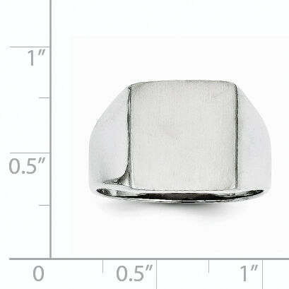 14k White Gold 13.0x13.5mm Open Back Satin Mens Signet Ring-RS613