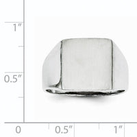 14k White Gold 13.0x13.5mm Open Back Satin Mens Signet Ring-RS613