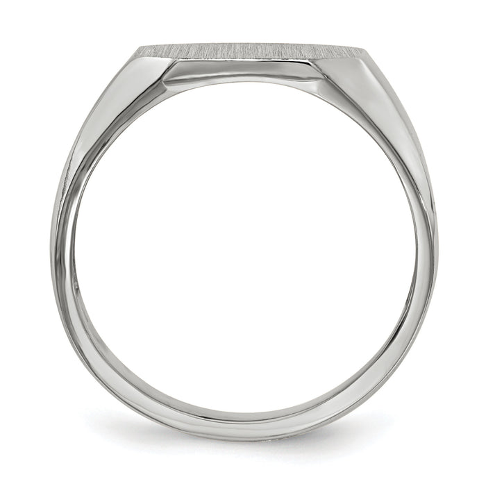 14k White Gold 11.0x11.0mm Open Back Men's Signet Ring-RS617