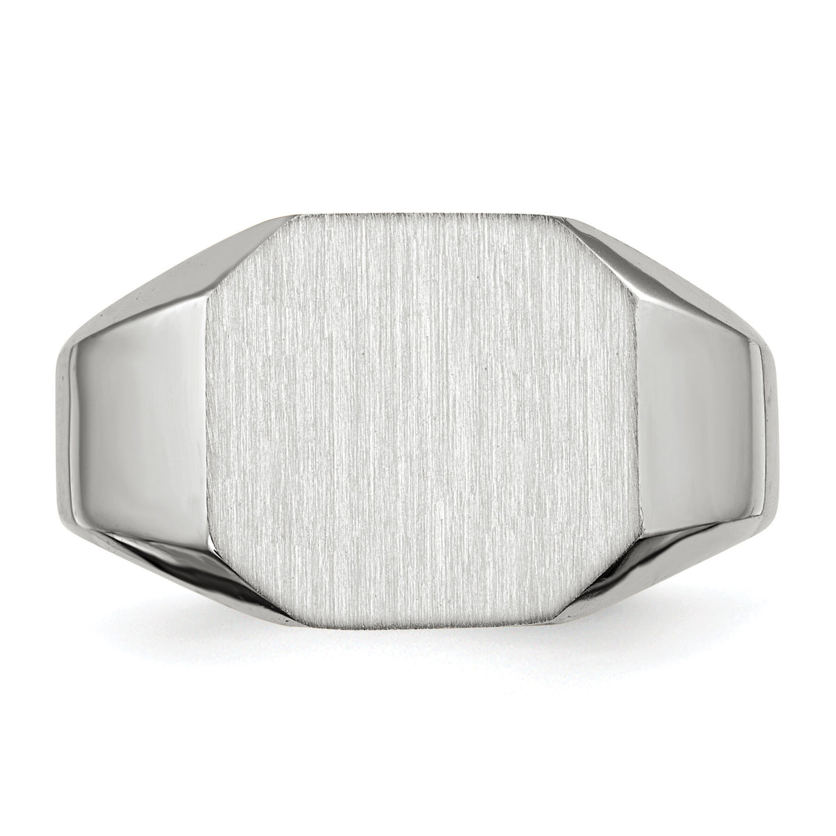 14k White Gold 11.0x11.0mm Open Back Men's Signet Ring-RS617