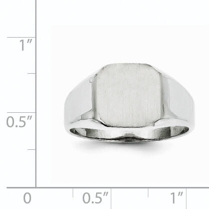 14k White Gold 11.0x11.0mm Open Back Men's Signet Ring-RS617