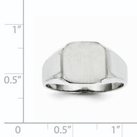 14k White Gold 11.0x11.0mm Open Back Men's Signet Ring-RS617