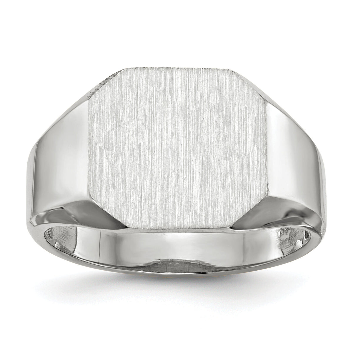 14k White Gold 11.0x11.0mm Open Back Men's Signet Ring-RS617