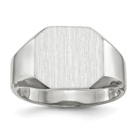 14k White Gold 11.0x11.0mm Open Back Men's Signet Ring-RS617