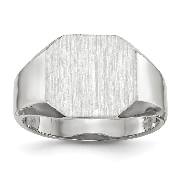 14k White Gold 11.0x11.0mm Open Back Men's Signet Ring-RS617