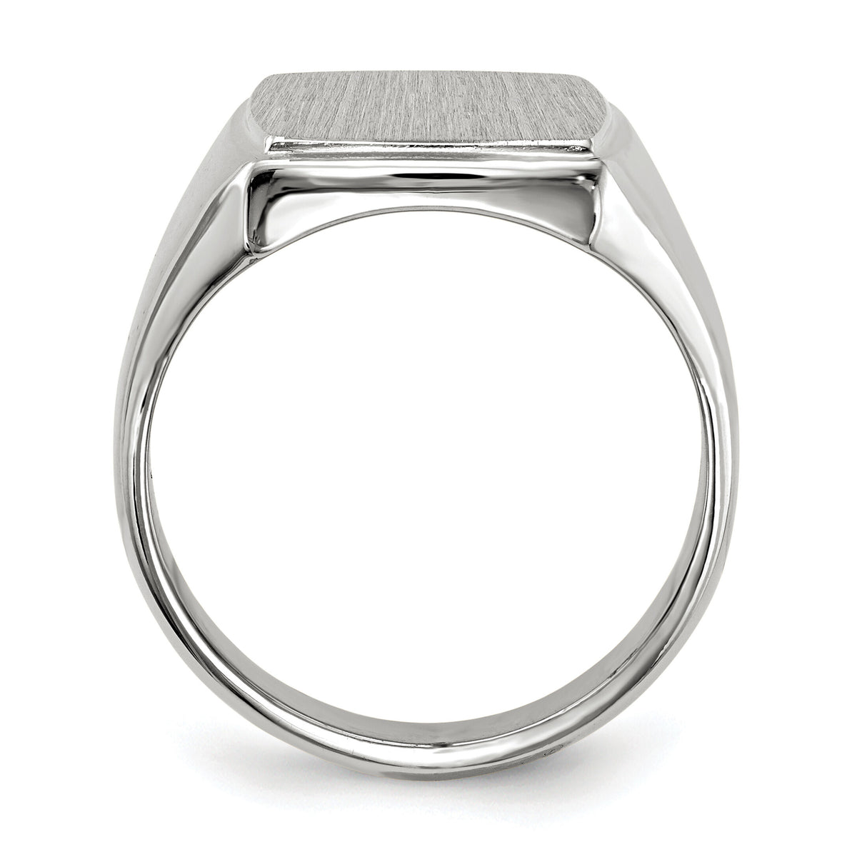 14k White Gold 13.0x15.0mm Closed Back Mens Signet Ring-RS618