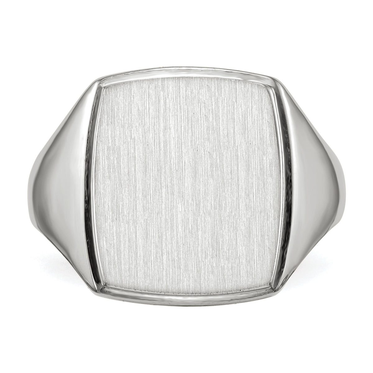 14k White Gold 13.0x15.0mm Closed Back Mens Signet Ring-RS618