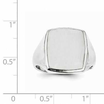 14k White Gold 13.0x15.0mm Closed Back Mens Signet Ring-RS618