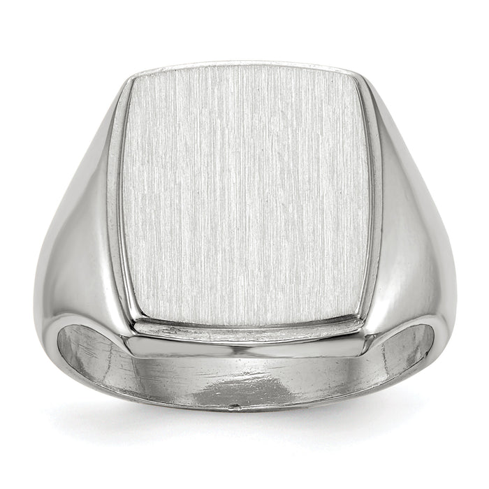14k White Gold 13.0x15.0mm Closed Back Mens Signet Ring-RS618