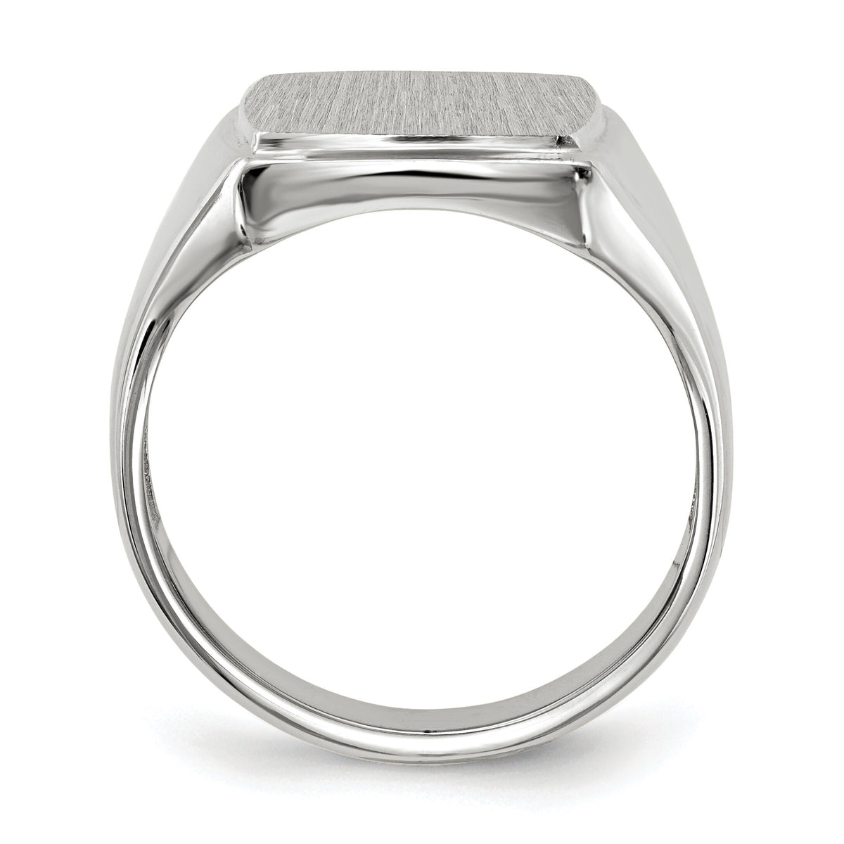 14k White Gold 13.0x15.0mm Open Back Mens Signet Ring-RS619