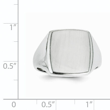 14k White Gold 13.0x15.0mm Open Back Mens Signet Ring-RS619