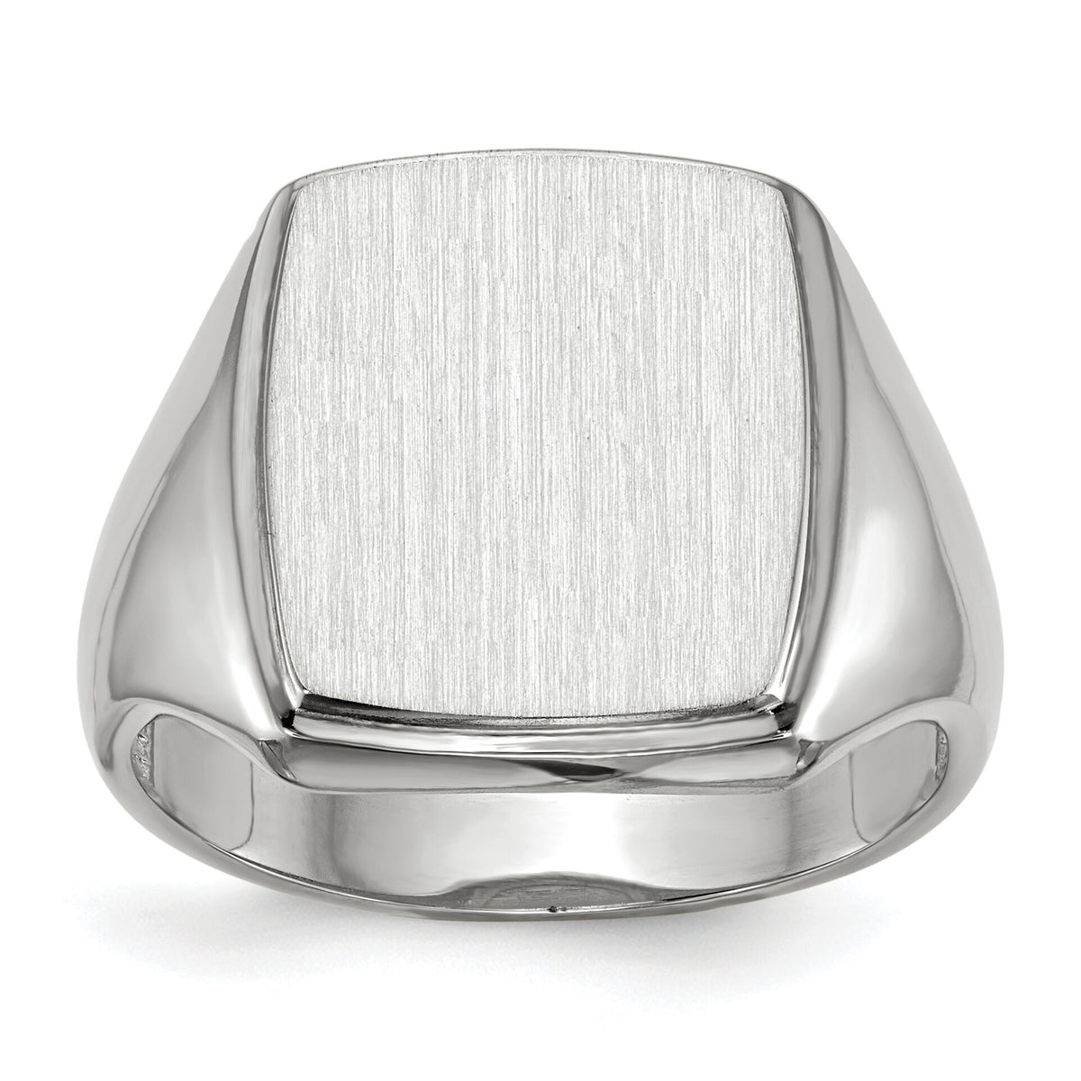 14k White Gold 13.0x15.0mm Open Back Mens Signet Ring-RS619