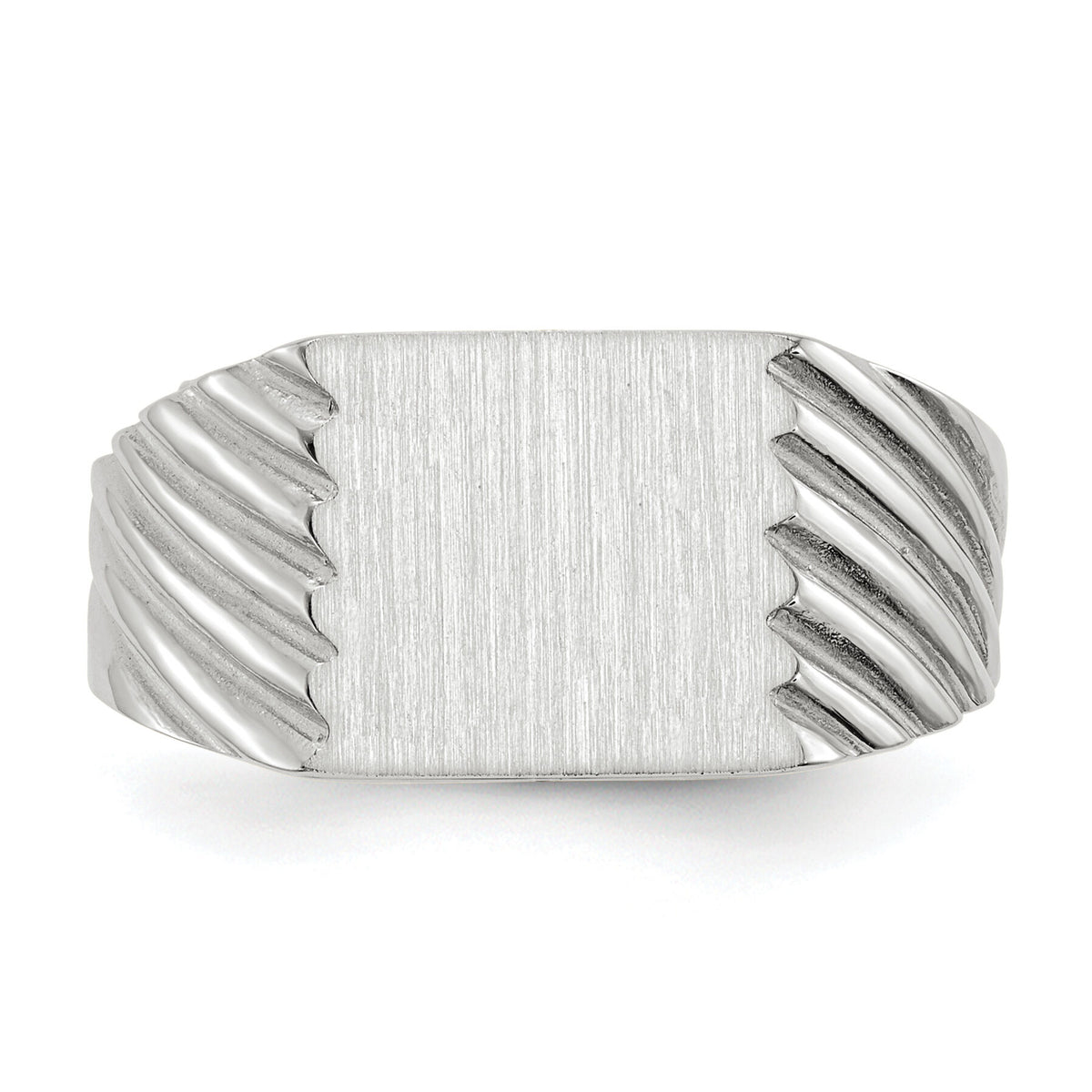 14k White Gold 9.0x10.0mm Closed Back Signet Ring-RS623