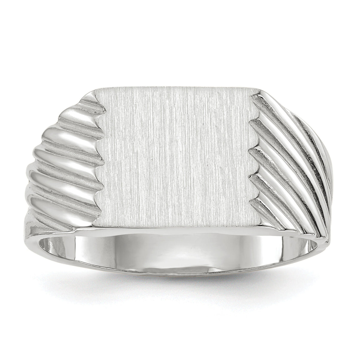 14k White Gold 9.0x10.0mm Closed Back Signet Ring-RS623