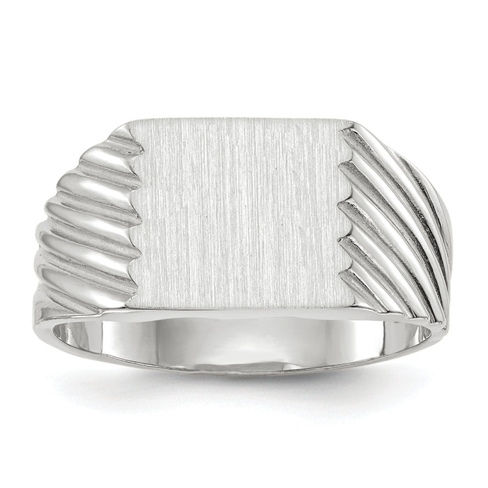 14k White Gold 9.0x10.0mm Closed Back Signet Ring-RS623