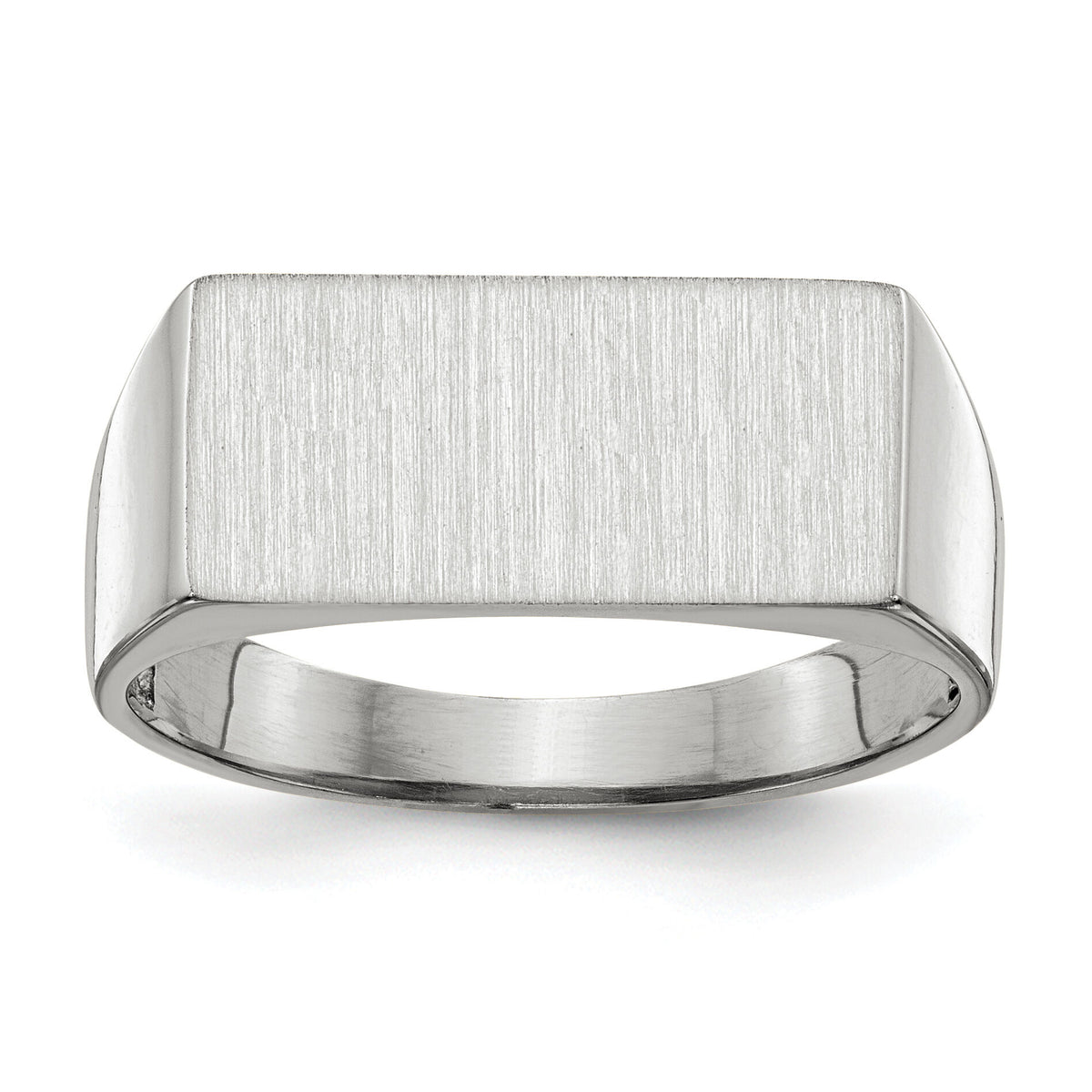 14k White Gold 16.5x8.0mm Closed Back Signet Ring-RS626