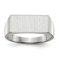 14k White Gold 16.5x8.0mm Closed Back Signet Ring-RS626