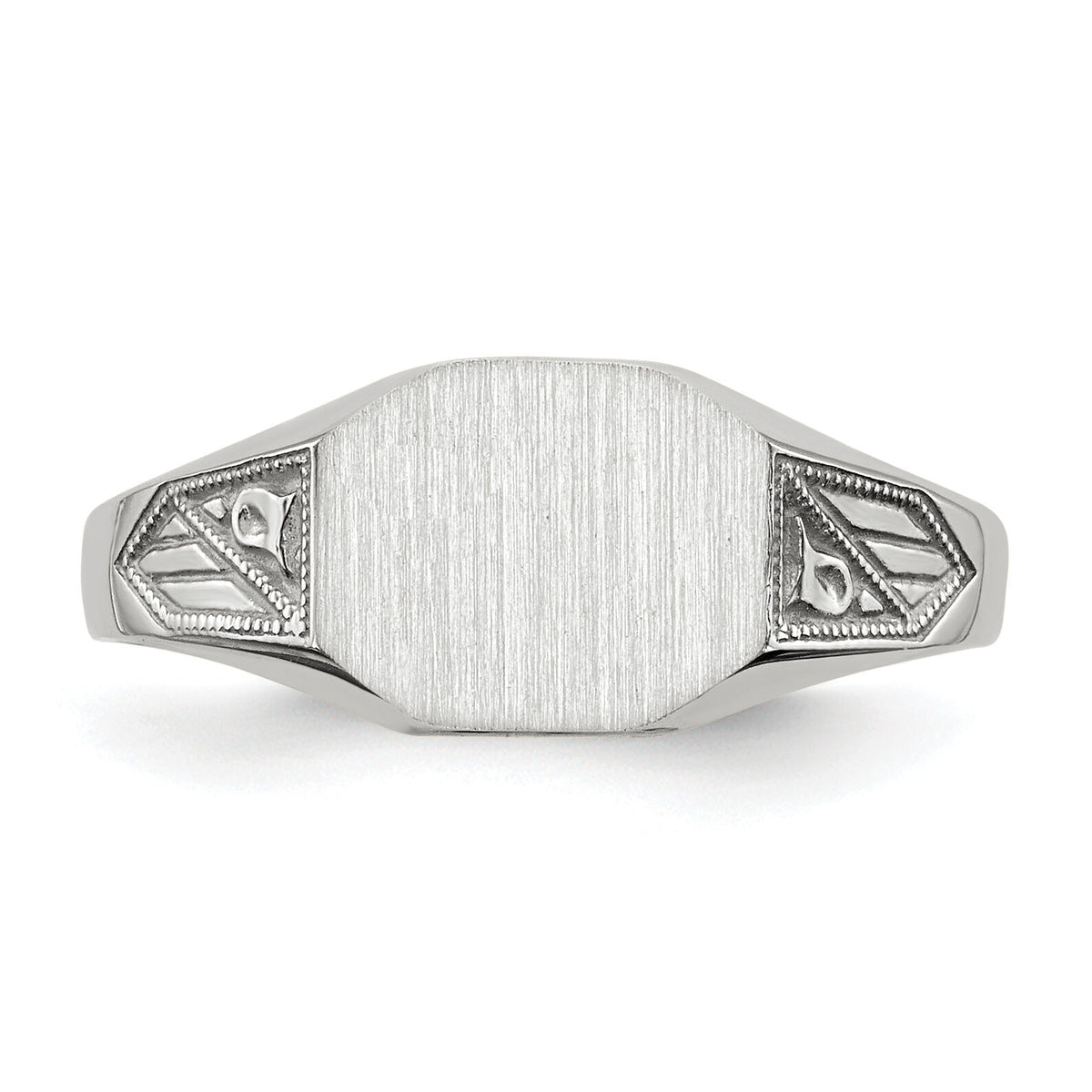 14k White Gold 9.0x7.0mm Closed Back Signet Ring-RS630