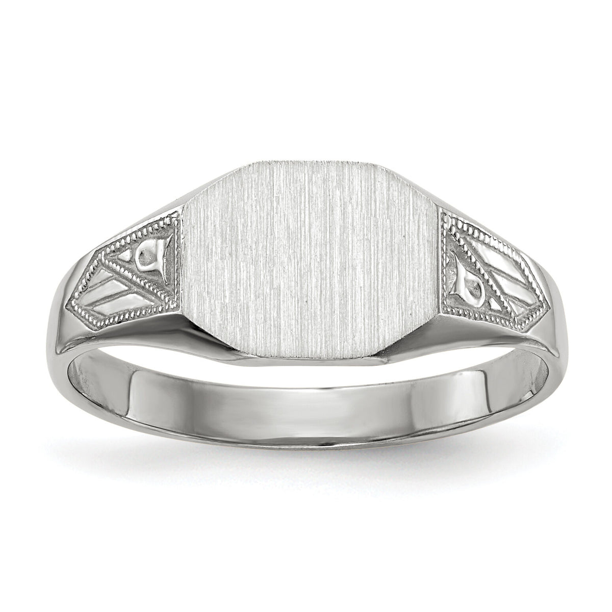 14k White Gold 9.0x7.0mm Closed Back Signet Ring-RS630