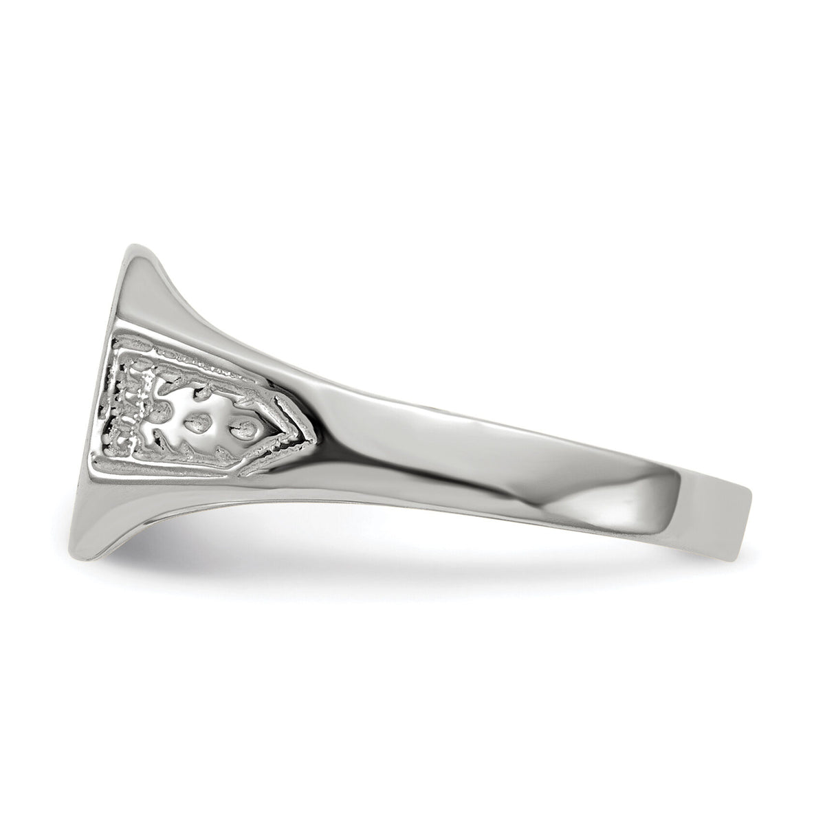 14k White Gold 10.5x9.0mm Closed Back Signet Ring-RS631