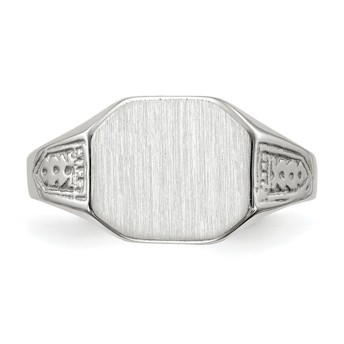 14k White Gold 10.5x9.0mm Closed Back Signet Ring-RS631