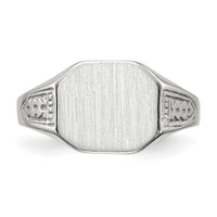 14k White Gold 10.5x9.0mm Closed Back Signet Ring-RS631