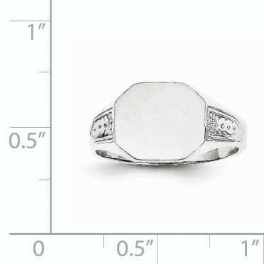14k White Gold 10.5x9.0mm Closed Back Signet Ring-RS631