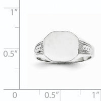 14k White Gold 10.5x9.0mm Closed Back Signet Ring-RS631