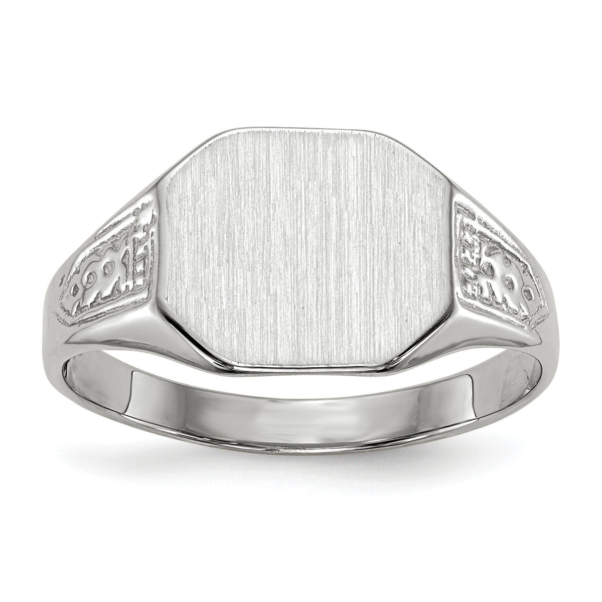 14k White Gold 10.5x9.0mm Closed Back Signet Ring-RS631