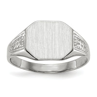 14k White Gold 10.5x9.0mm Closed Back Signet Ring-RS631