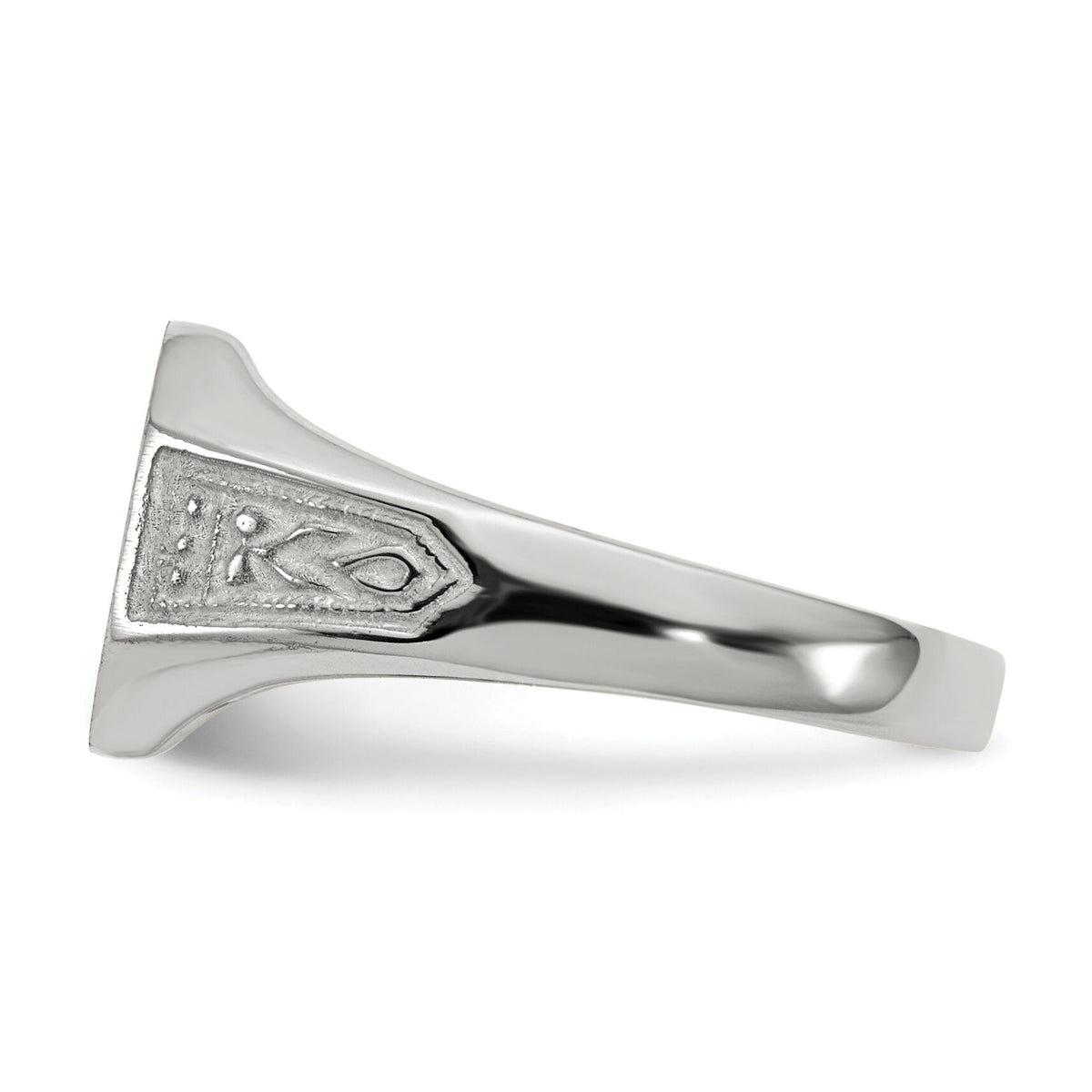 14k White Gold 11.0x9.0mm Closed Back Signet Ring-RS632