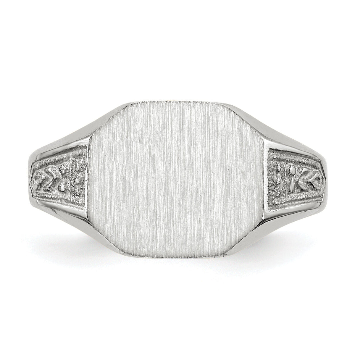 14k White Gold 11.0x9.0mm Closed Back Signet Ring-RS632